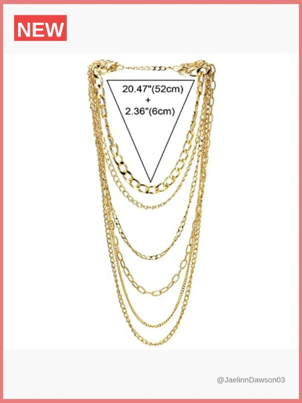 Multi-Strand Layered Chain Necklace Statement Jewelry Gold Tone Lightweight